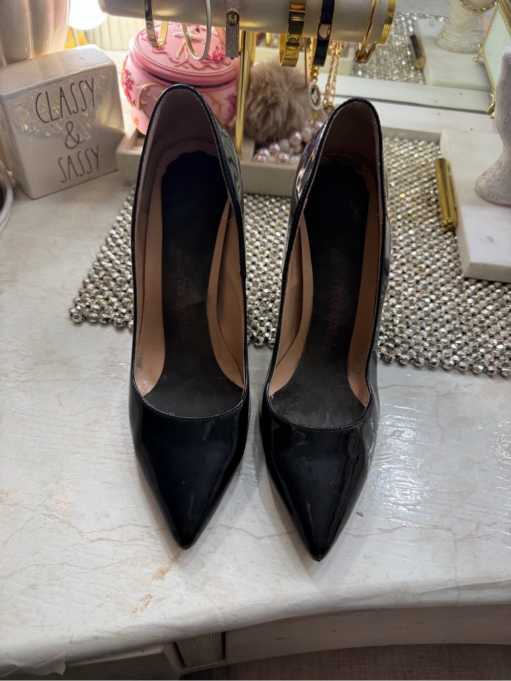 Classic Black Patent Pointed-Toe Pumps - Women Shoes